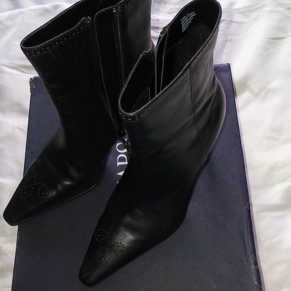 Black Leather Ankle Boots - Picture 1 of 14